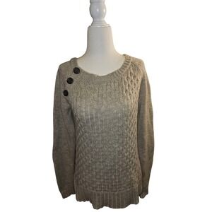 Only Women's Sweater Beige with Buttons Size Medium